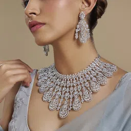 Kushal's Fashion Jewellery Rhodium-Plated Zircon-Studded Jewellery Set-50