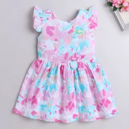 The Magic Wand Girls Floral Print Fit & Flare Sleeveless Knee Length Dress-image-80