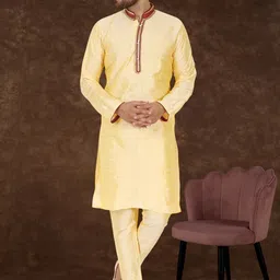 Moda Rapido Men Ethnic Motifs Embroidered Regular Thread Work Kurta with Pyjamas-52