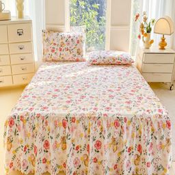 JC HOME Multicoloured 140 TC King Bedsheet with 2 Pillow Covers-image-102