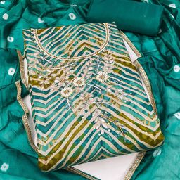 KALINI Printed Pure Silk Unstitched Dress Material-image-63