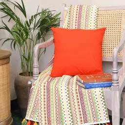 Myntra Elegant Homes Rust Orange Cotton Square Cushion Cover-image-30