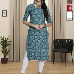 HERE&NOW Selection Of 3 Floral Printed Round Neck Straight Kurtas-image-74