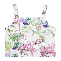 GUESS kids Girls Tropical Printed Square Neck Cotton Top-image-97