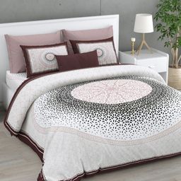 JAIPUR FABRIC Brown & White Ethnic Printed 240 TC Cotton King Bedsheet Set 2.54 m x 2.74 m-25