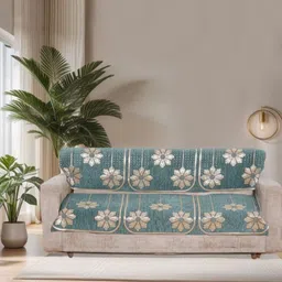 BREVARD Green Embroidered Other Sofa Cover-image-98