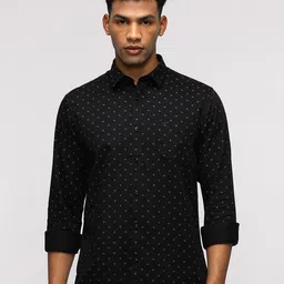 Crocodile India Slim Fit Micro Ditsy Printed Spread Collar Pure Cotton Shirt-picture-15