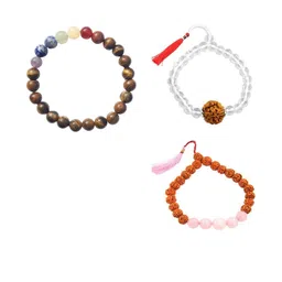 Divine souvenirs Unisex Set Of 3 Artificial Beaded Rudraksha Elasticated Bracelets-5