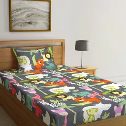 Myntra Elegant Homes Black & Brown Printed 300 TC Single Bedsheet Set- 2.20 m x 1.50 m-image-98