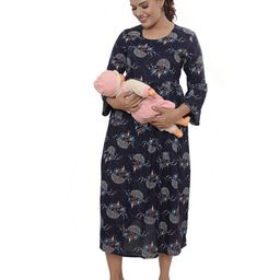 mama & bebe Floral Print Maternity A-Line Midi Dress-image-61