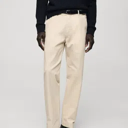 MANGO MAN Regular Fit Pure Cotton Trousers-image-61