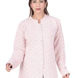 WOOL 4U Women Geometric Printed Wool Longline Cardigan Sweaters-picture-31
