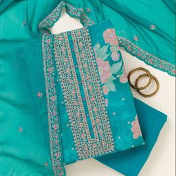 Koskii Organza Unstitched Dress Material-image-92