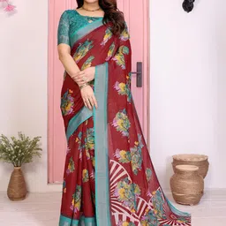 Moda Rapido Floral Cotton Blend Saree-picture-20