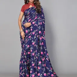 DIVASTRI Floral Poly Georgette Saree-image-14