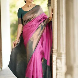 CANIZZARO Solid Woven Design Zari Banarasi Saree-picture-26