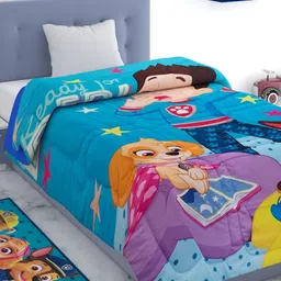 Athom Living Blue & Brown Cartoon Characters Printed 350 GSM Double Bed Comforter-image-88