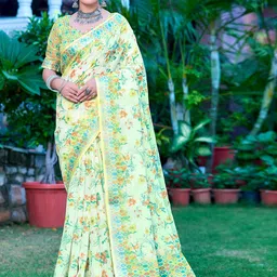 Mitera Floral Printed Zari Pure Cotton Saree-image-76