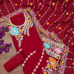 SHADOW & SAINING Embroidered Silk Georgette Unstitched Dress Material-image-39