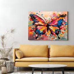 Eurotex Pink & Blue Canvas Birds and Animals Wall Paintings-image-94