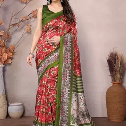 KALINI Kalamkari Printed Art Silk Baluchari Saree-picture-55