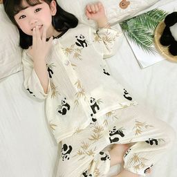 Little Surprise Box LLP Kids Lazy Panda Organic Crushed Soft Muslin Cotton Nightsuit-picture-2