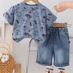 INCLUD Boys Printed Short Sleeves T-shirt With Shorts-image-95