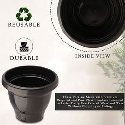 Kuber Industries Orange-Coloured & Black Set Of 12 Plastic 2-Layer Planters image 4
