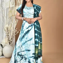 Morchari Tie & Dye Embroidered Mirror Work Lehenga Choli With Dupatta-6
