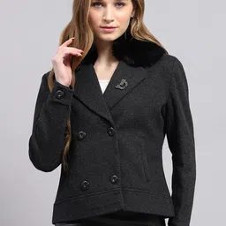 Monte Carlo Women Notched Lapel Double -Breasted Overcoat-image-18