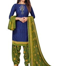 Unstitched Printed Cotton Blend Kurta & Patiyala Dress Material with Dupatta-image-38