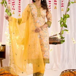 Anouk Women Ethnic Motifs Printed Pure Cotton Kurta with Trousers & With Dupatta-picture-36