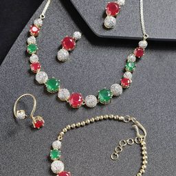 YouBella Gold Plated Stone Studded Jewellery Set-image-14