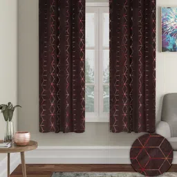 Myntra Elegant Homes Brown & Red Set of 2 Geometric Window-image-45