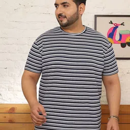 bigbanana Plus Size Striped Short Sleeves Anti Odour Pure Cotton T-shirt-image-81