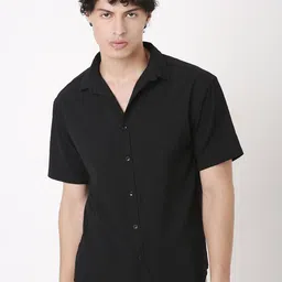 Blnk Men Relaxed Fit Textured Spread Collar Casual Shirt-picture-19