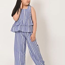 Cloth Bites Girls Striped Pure Cotton Top with Trousers-image-96