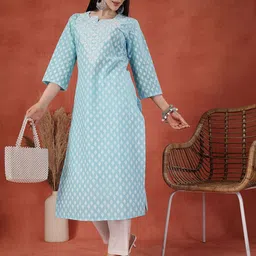 Sangria Women Embroidered Round Neck Straight Kurta-picture-39