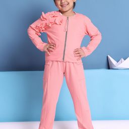 Baawri Girls Round Neck Pure Cotton Top With Trousers-image-19