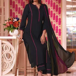Aaghnya Women Solid Kurta with Palazzo & Dupatta-picture-18