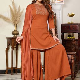 Moda Rapido Women Regular Pure Silk Kurta with Trousers & With Dupatta-image-2