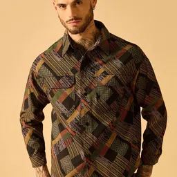 AKS Men Striped Open Front Jacket-24