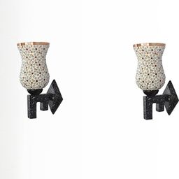1ST TIME Set Of 2 Multi Glass Textured Cylinder Shaped Decorative Wall Lamp-picture-45