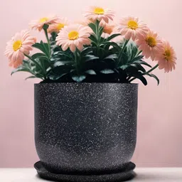 RUBOXA Marble Jaguar Black UV-Protected Planters With Tray-52