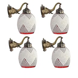 SOMIL Red & White Textured Glass Cylinder Shaped Wall Lamp-10