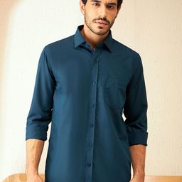 DENNISON Men Smart Fit Solid Spread Collar Casual Shirt-image-78