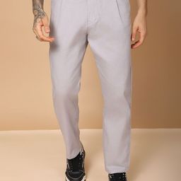 Hence Men Textured Relaxed Easy Wash Pleated Trousers-image-49