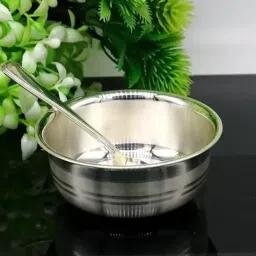 Astro-D 999 Silver katori 25gm with Silver Spoon 14gm. Decorative Showpiece - 3 cm-picture-10