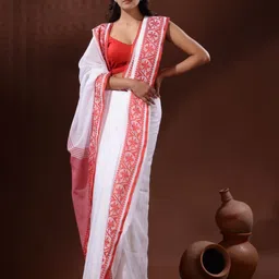 TITHI SAREES Floral Embroidered Pure Cotton Kashful Saree-picture-57