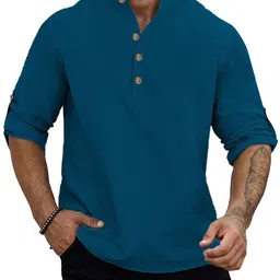 APEKTRA Slim Fit Band Collar Full Sleeves Short Kurta-image-69